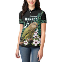 Personalised New Zealand Kakapo Women Polo Shirt Aotearoa Fern With Manuka LT14 - Polynesian Pride