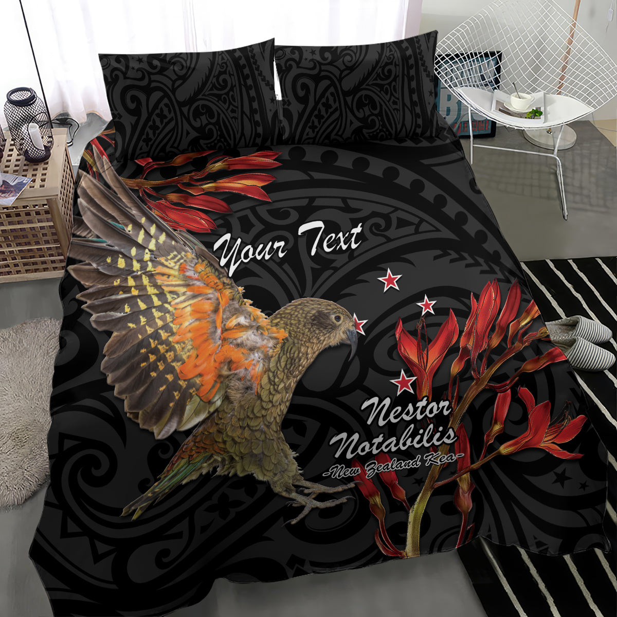 Personalised New Zealand Kea Bedding Set Nestor Notabilis With Harakeke Maori Pattern LT14 - Polynesian Pride