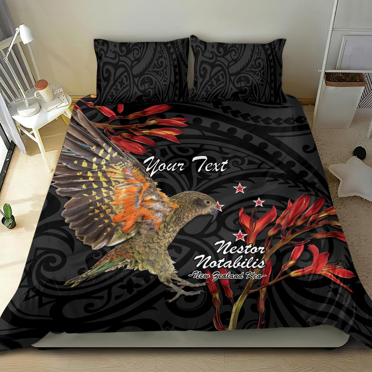 Personalised New Zealand Kea Bedding Set Nestor Notabilis With Harakeke Maori Pattern LT14 - Polynesian Pride