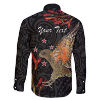 Personalised New Zealand Kea Family Matching Off The Shoulder Long Sleeve Dress and Hawaiian Shirt Nestor Notabilis With Harakeke Maori Pattern LT14 - Polynesian Pride