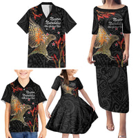 Personalised New Zealand Kea Family Matching Puletasi and Hawaiian Shirt Nestor Notabilis With Harakeke Maori Pattern LT14 - Polynesian Pride
