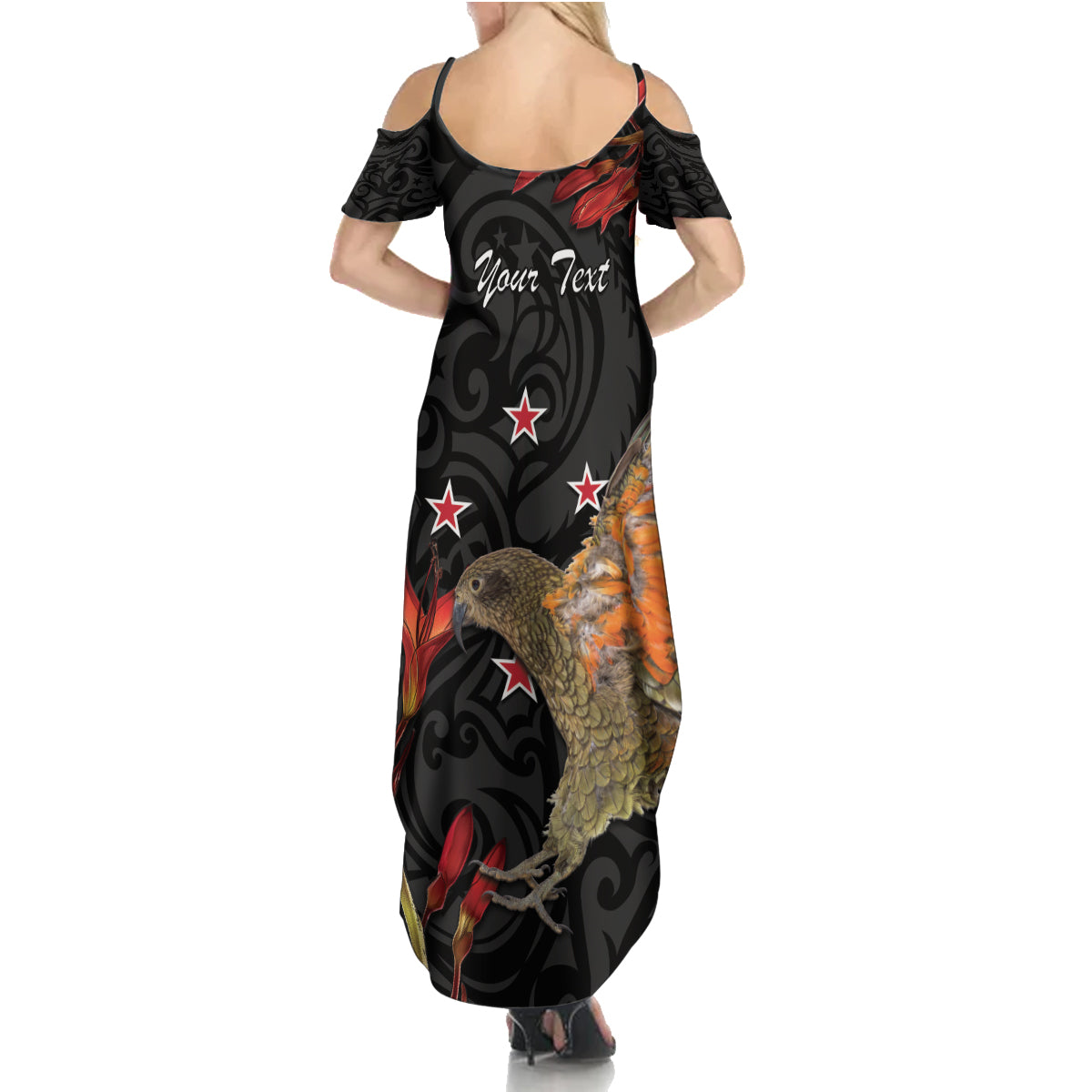 Personalised New Zealand Kea Family Matching Summer Maxi Dress and Hawaiian Shirt Nestor Notabilis With Harakeke Maori Pattern LT14 - Polynesian Pride