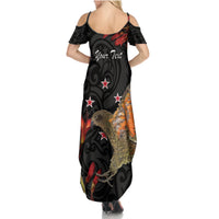 Personalised New Zealand Kea Family Matching Summer Maxi Dress and Hawaiian Shirt Nestor Notabilis With Harakeke Maori Pattern LT14 - Polynesian Pride