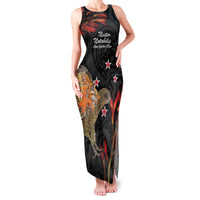 Personalised New Zealand Kea Family Matching Tank Maxi Dress and Hawaiian Shirt Nestor Notabilis With Harakeke Maori Pattern LT14 Mom's Dress Black - Polynesian Pride