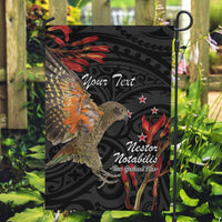 Personalised New Zealand Kea Garden Flag Nestor Notabilis With Harakeke Maori Pattern LT14 Garden Flag Black - Polynesian Pride