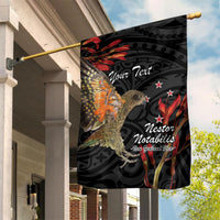 Personalised New Zealand Kea Garden Flag Nestor Notabilis With Harakeke Maori Pattern LT14 House Flag Black - Polynesian Pride