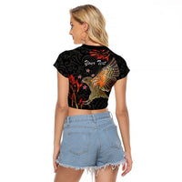 Personalised New Zealand Kea Raglan Cropped T Shirt Nestor Notabilis With Harakeke Maori Pattern