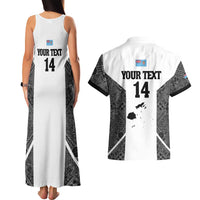 Custom Fiji Tapa Rugby Couples Matching Tank Maxi Dress and Hawaiian Shirt Flying Fijian Black And White Version LT14 - Polynesian Pride