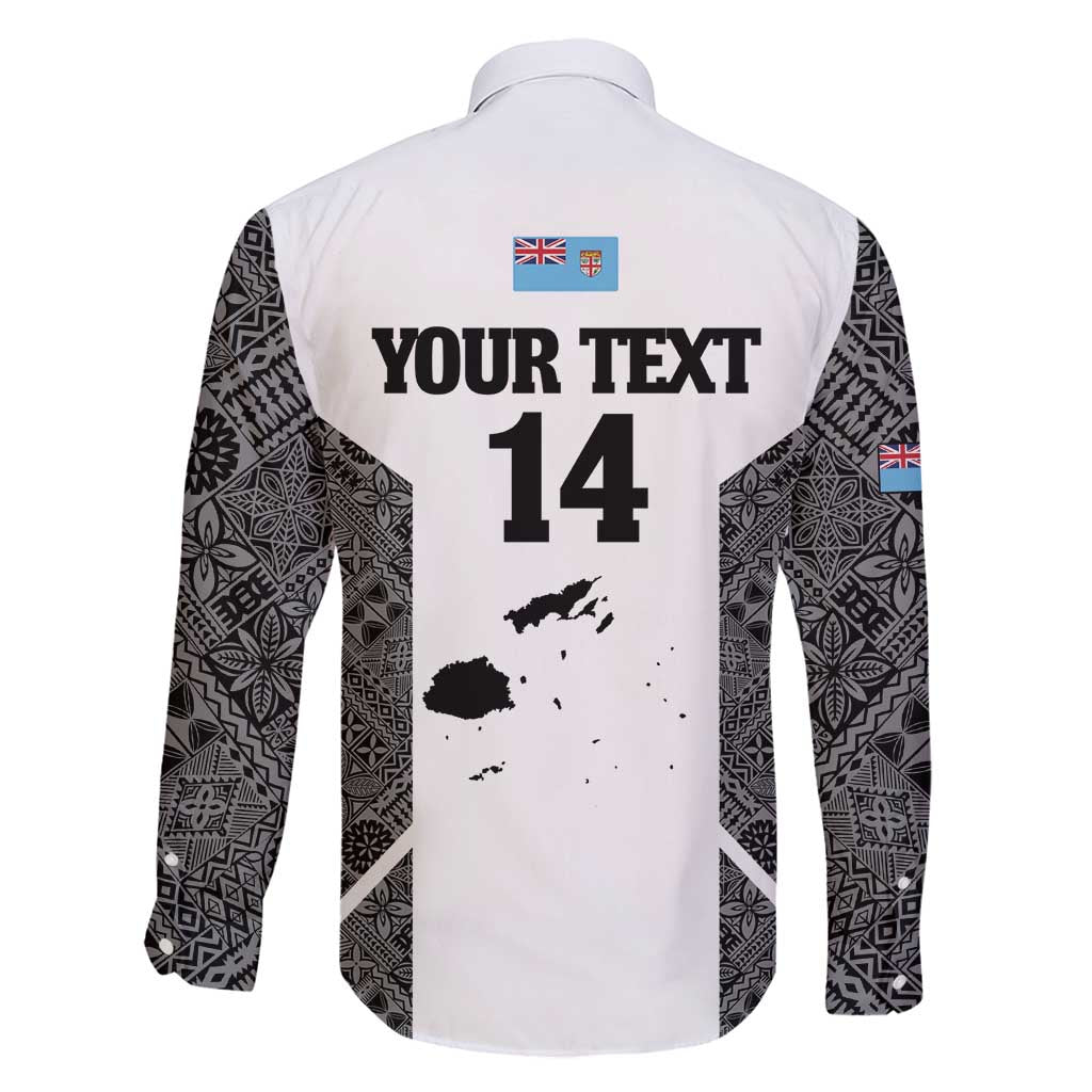 Custom Fiji Tapa Rugby Family Matching Mermaid Dress and Hawaiian Shirt Flying Fijian Black And White Version LT14 - Polynesian Pride
