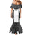 Custom Fiji Tapa Rugby Family Matching Mermaid Dress and Hawaiian Shirt Flying Fijian Black And White Version
