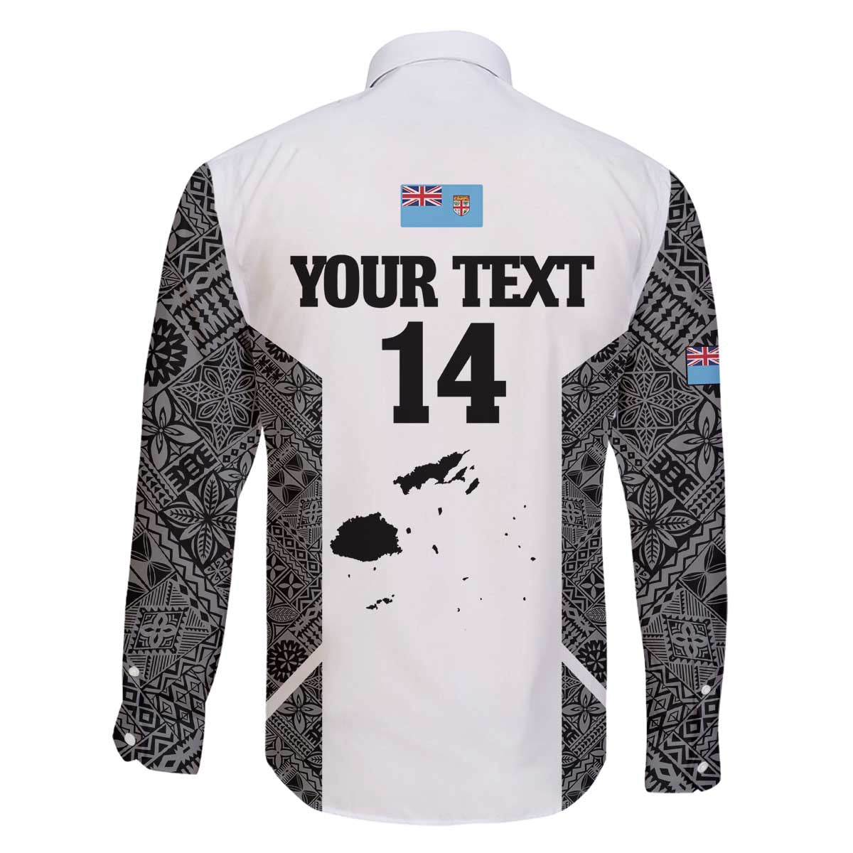 Custom Fiji Tapa Rugby Family Matching Off The Shoulder Long Sleeve Dress and Hawaiian Shirt Flying Fijian Black And White Version LT14 - Polynesian Pride