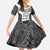 Custom Fiji Tapa Rugby Family Matching Off Shoulder Maxi Dress and Hawaiian Shirt Flying Fijian Black And White Version