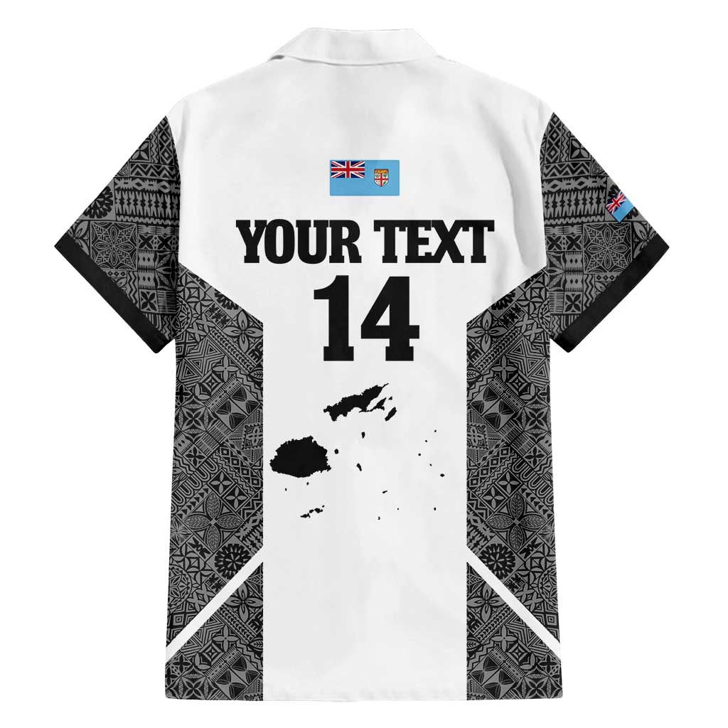 Custom Fiji Tapa Rugby Family Matching Summer Maxi Dress and Hawaiian Shirt Flying Fijian Black And White Version LT14 - Polynesian Pride