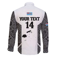Custom Fiji Tapa Rugby Family Matching Summer Maxi Dress and Hawaiian Shirt Flying Fijian Black And White Version LT14 - Polynesian Pride