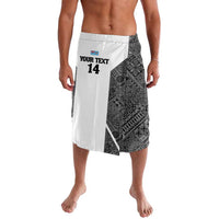 Custom Fiji Tapa Rugby Lavalava Flying Fijian Black And White Version