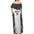 Custom Fiji Tapa Rugby Off Shoulder Maxi Dress Flying Fijian Black And White Version