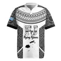 Custom Fiji Tapa Rugby Rugby Jersey Flying Fijian Black And White Version
