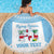 Custom Fiji Tapa Rugby Beach Blanket Flying Fijian Blue And White Version