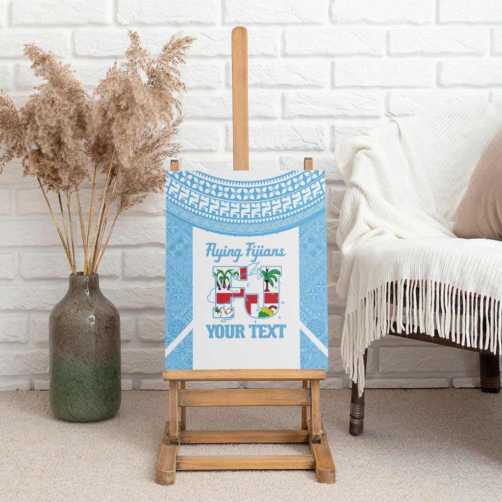 Custom Fiji Tapa Rugby Canvas Wall Art Flying Fijian Blue And White Version