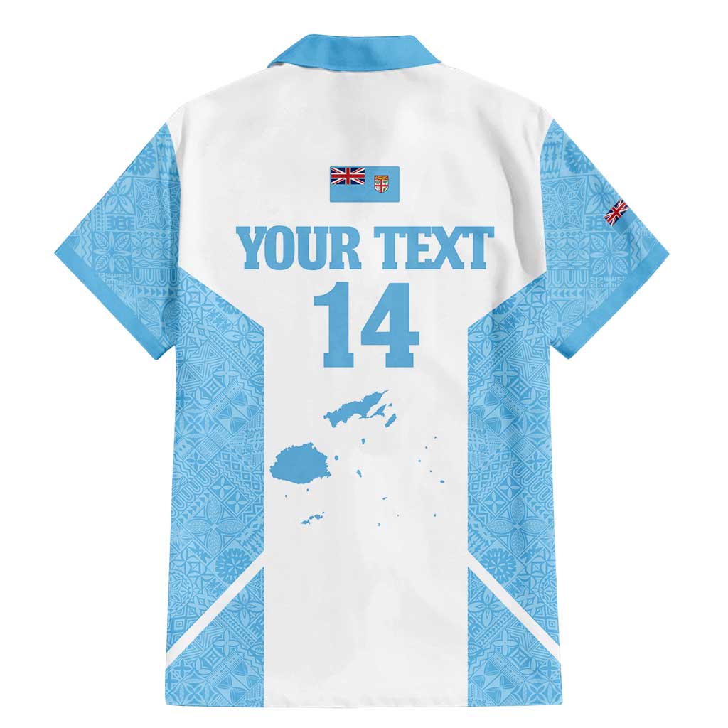 Custom Fiji Tapa Rugby Family Matching Mermaid Dress and Hawaiian Shirt Flying Fijian Blue And White Version LT14 - Polynesian Pride