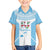 Custom Fiji Tapa Rugby Family Matching Off Shoulder Maxi Dress and Hawaiian Shirt Flying Fijian Blue And White Version
