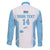 Custom Fiji Tapa Rugby Family Matching Short Sleeve Bodycon Dress and Hawaiian Shirt Flying Fijian Blue And White Version