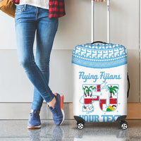 Custom Fiji Tapa Rugby Luggage Cover Flying Fijian Blue And White Version