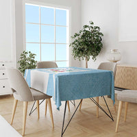 Custom Fiji Tapa Rugby Tablecloth Flying Fijian Blue And White Version