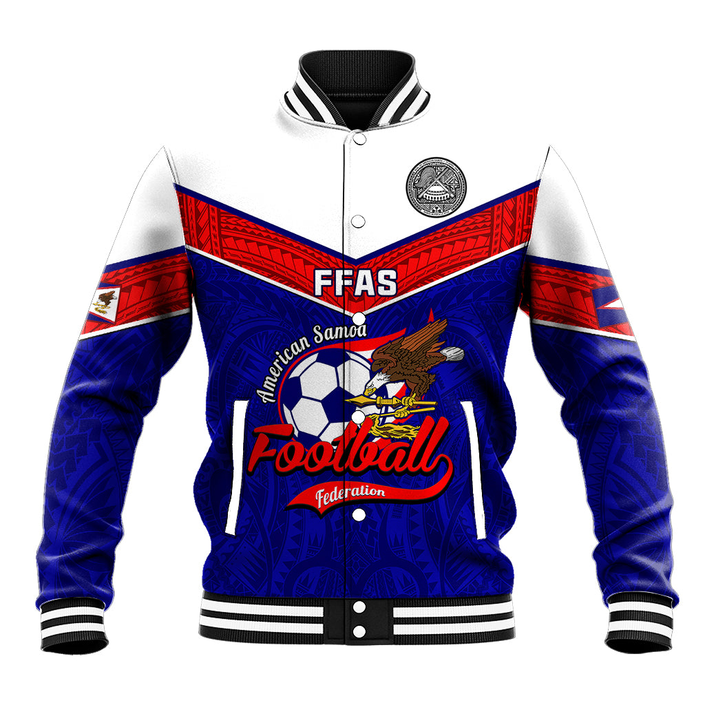 Personalised American Samoa Football Baseball Jacket Polynesian Sporty Style LT14 Unisex Blue - Polynesian Pride