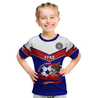 Personalised American Samoa Football Kid T Shirt Polynesian Sporty Style LT14 Blue - Polynesian Pride