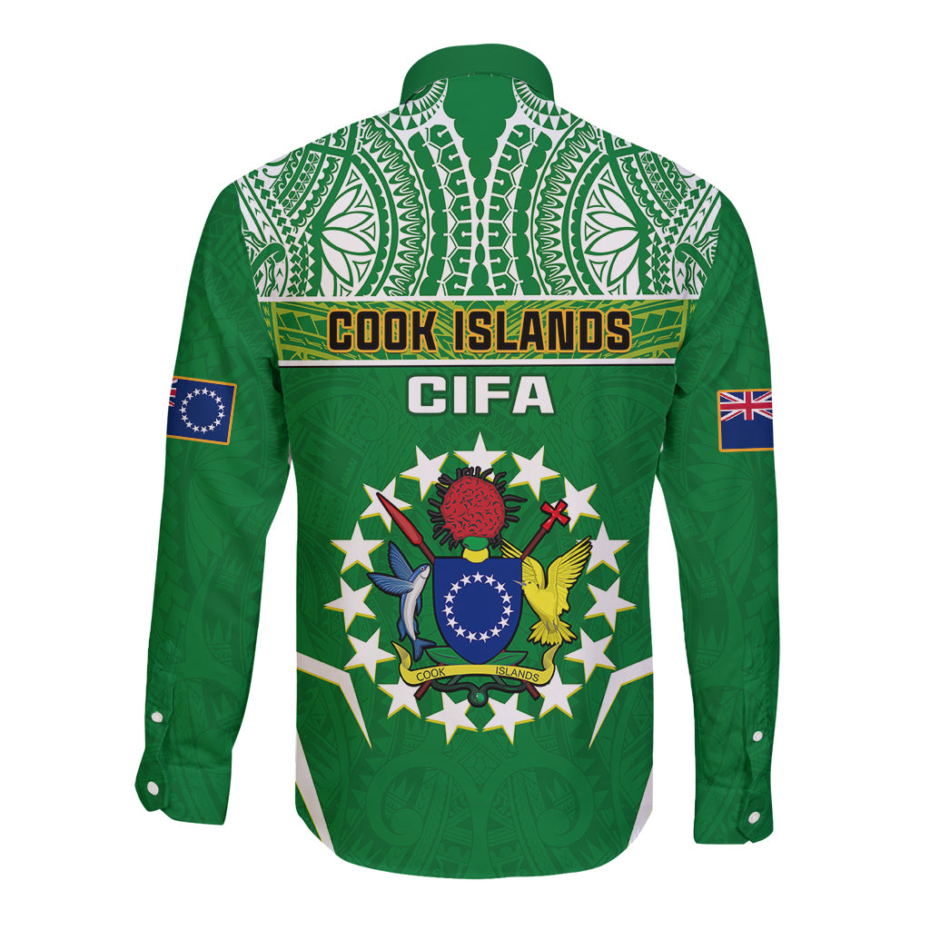 Cook Islands Football Long Sleeve Button Shirt Go Kuki Airani Polynesian Sporty Style LT14 - Polynesian Pride