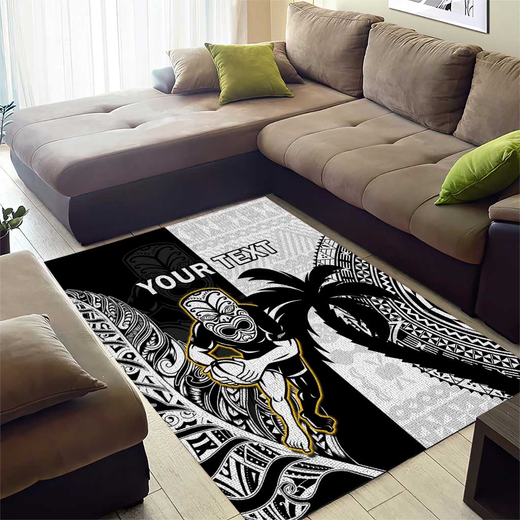Custom Fiji And New Zealand Rugby Area Rug Aotearoa Silver Fern Mix Fijian Tapa Pattern LT14 - Polynesian Pride