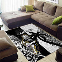 Custom Fiji And New Zealand Rugby Area Rug Aotearoa Silver Fern Mix Fijian Tapa Pattern LT14 - Polynesian Pride