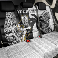 Custom Fiji And New Zealand Rugby Back Car Seat Cover Aotearoa Silver Fern Mix Fijian Tapa Pattern LT14 - Polynesian Pride