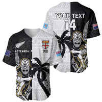 Custom Fiji And New Zealand Rugby Baseball Jersey Aotearoa Silver Fern Mix Fijian Tapa Pattern LT14 - Polynesian Pride