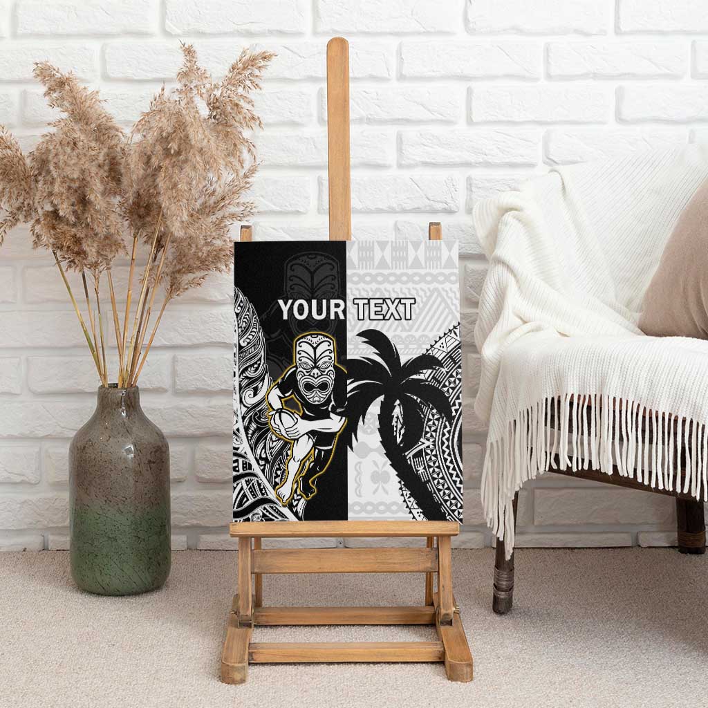 Custom Fiji And New Zealand Rugby Canvas Wall Art Aotearoa Silver Fern Mix Fijian Tapa Pattern LT14 - Polynesian Pride