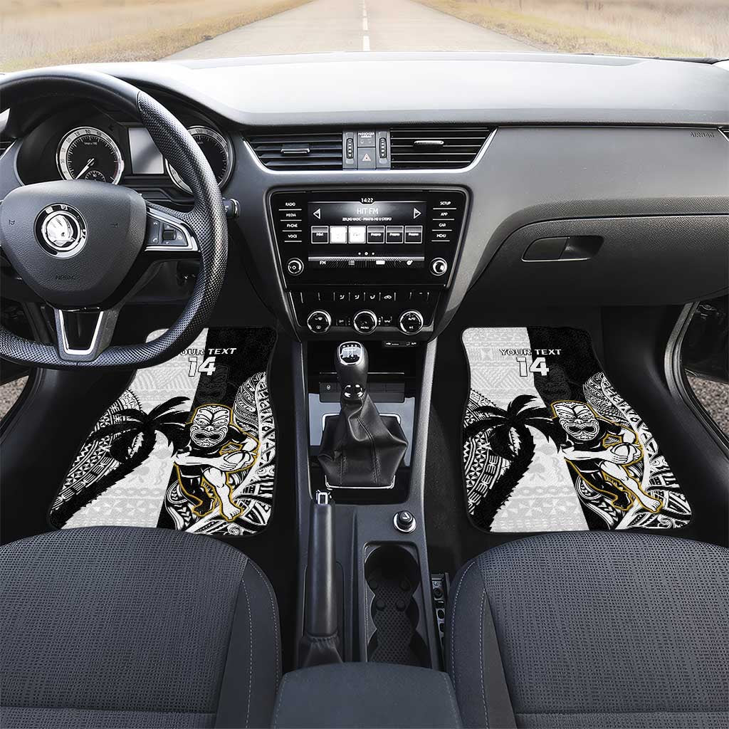 Custom Fiji And New Zealand Rugby Car Mats Aotearoa Silver Fern Mix Fijian Tapa Pattern LT14 Set 2pcs - Front Black - Polynesian Pride