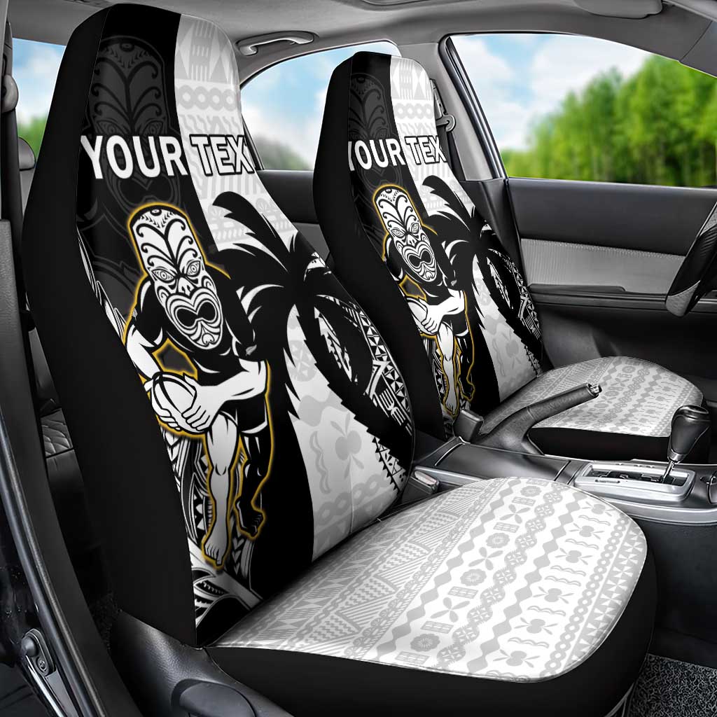 Custom Fiji And New Zealand Rugby Car Seat Cover Aotearoa Silver Fern Mix Fijian Tapa Pattern LT14 - Polynesian Pride