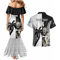 Custom Fiji And New Zealand Rugby Couples Matching Mermaid Dress and Hawaiian Shirt Aotearoa Silver Fern Mix Fijian Tapa Pattern LT14 - Polynesian Pride