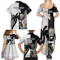 Custom Fiji And New Zealand Rugby Family Matching Summer Maxi Dress and Hawaiian Shirt Aotearoa Silver Fern Mix Fijian Tapa Pattern LT14 - Polynesian Pride