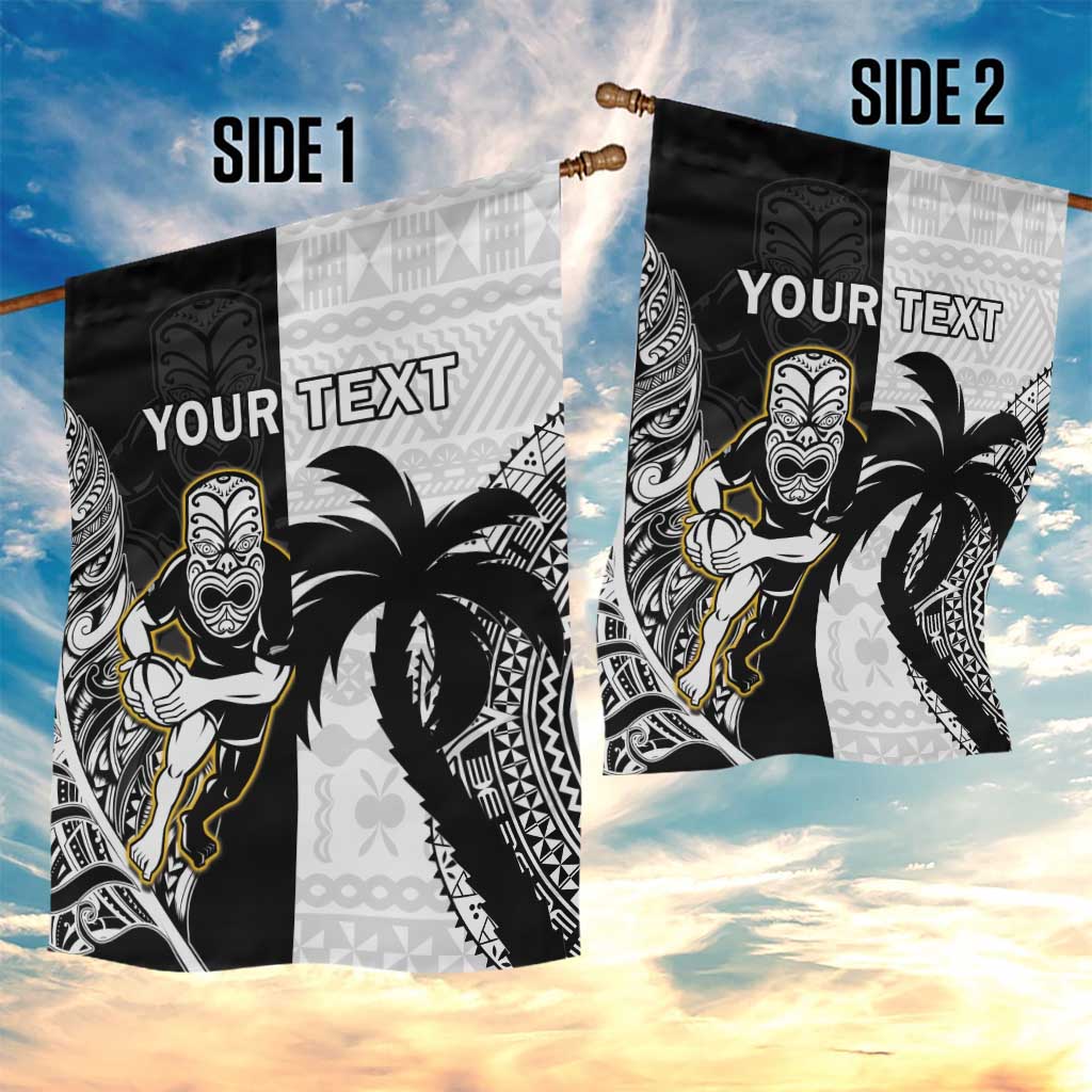 Custom Fiji And New Zealand Rugby Garden Flag Aotearoa Silver Fern Mix Fijian Tapa Pattern LT14 - Polynesian Pride