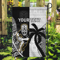 Custom Fiji And New Zealand Rugby Garden Flag Aotearoa Silver Fern Mix Fijian Tapa Pattern LT14 Garden Flag Black - Polynesian Pride