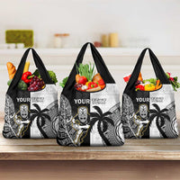 Custom Fiji And New Zealand Rugby Grocery Bag Aotearoa Silver Fern Mix Fijian Tapa Pattern LT14 3-pack One Size Black - Polynesian Pride