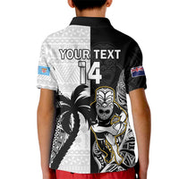 Custom Fiji And New Zealand Rugby Kid Polo Shirt Aotearoa Silver Fern Mix Fijian Tapa Pattern LT14 - Polynesian Pride