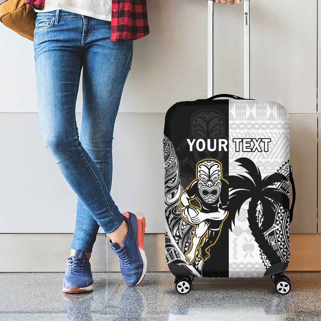 Custom Fiji And New Zealand Rugby Luggage Cover Aotearoa Silver Fern Mix Fijian Tapa Pattern LT14 - Polynesian Pride