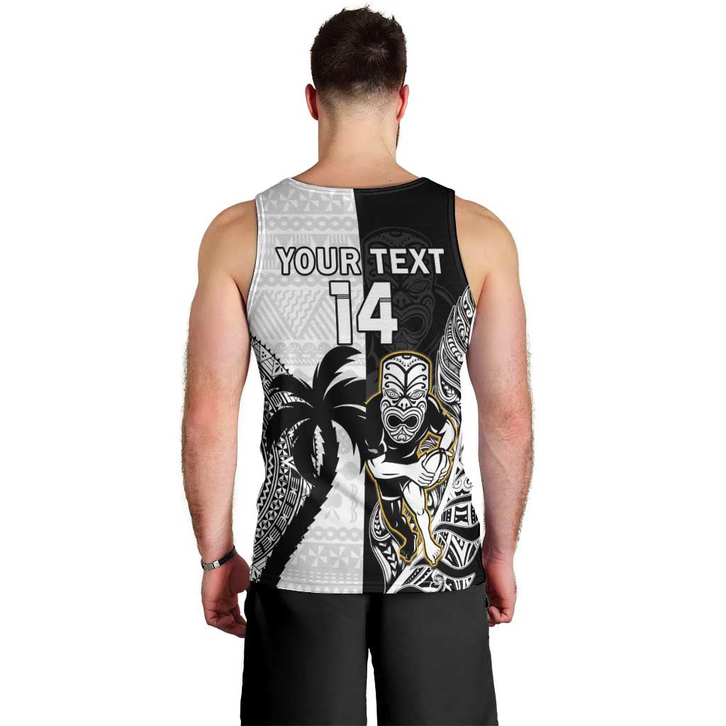 Custom Fiji And New Zealand Rugby Men Tank Top Aotearoa Silver Fern Mix Fijian Tapa Pattern LT14 - Polynesian Pride