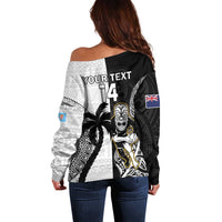 Custom Fiji And New Zealand Rugby Off Shoulder Sweater Aotearoa Silver Fern Mix Fijian Tapa Pattern LT14 - Polynesian Pride