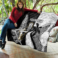 Custom Fiji And New Zealand Rugby Quilt Aotearoa Silver Fern Mix Fijian Tapa Pattern LT14 - Polynesian Pride
