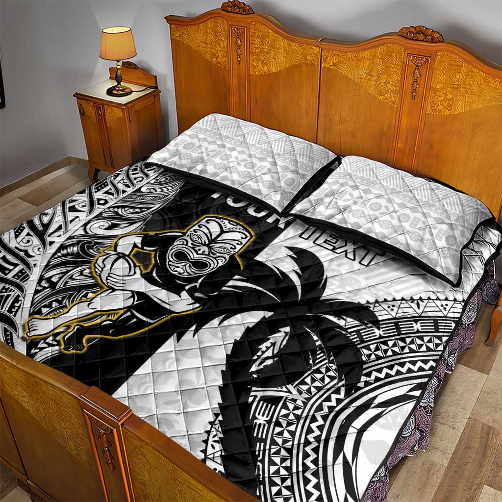 Custom Fiji And New Zealand Rugby Quilt Bed Set Aotearoa Silver Fern Mix Fijian Tapa Pattern LT14 - Polynesian Pride