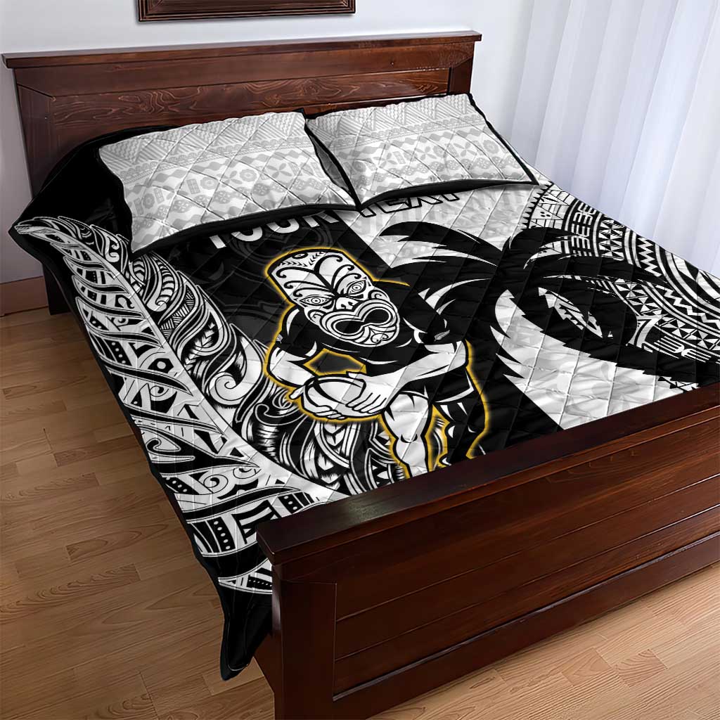 Custom Fiji And New Zealand Rugby Quilt Bed Set Aotearoa Silver Fern Mix Fijian Tapa Pattern LT14 - Polynesian Pride